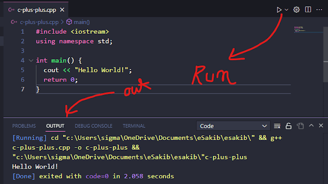 C++ code successfully running on visual studio code (vs code)