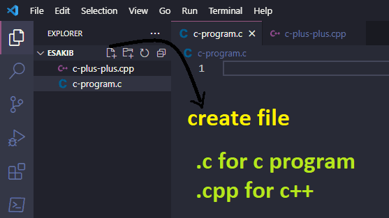 create a new c/c++ file in visual studio code