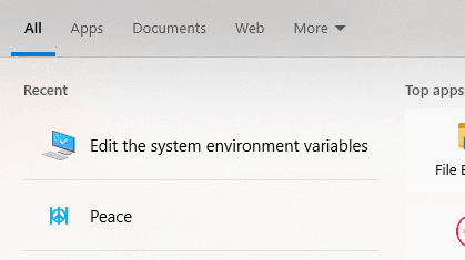 Edit the system environment variables windows search bar