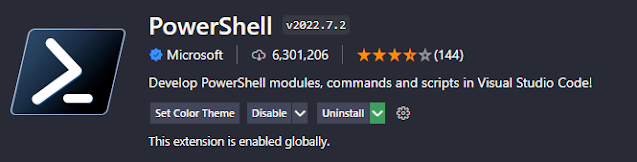 PowerShell by Microsoft extension Visual studio code